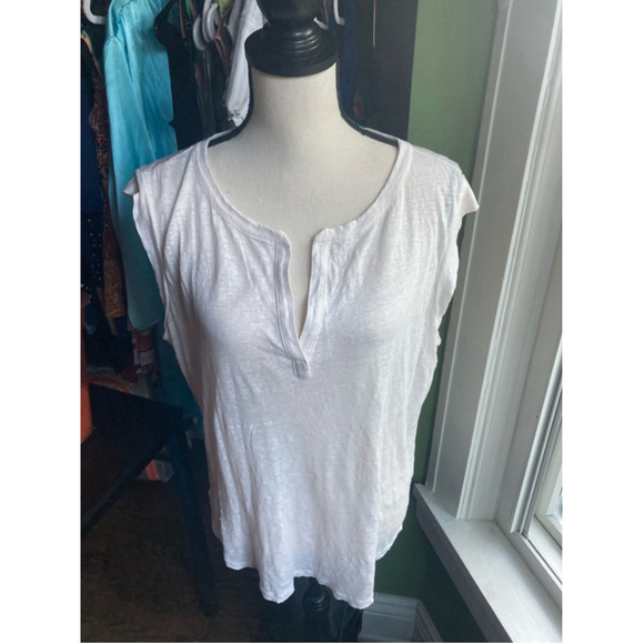 LOFT Tops - Women's LOFT Linen Blend Top Size L White/off white